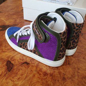 NWT PIERRE HARDY leather mosaic hi-top sneakers
